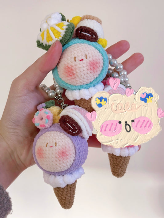 Cone Ice Cream Keychain | Handmade | Crochet