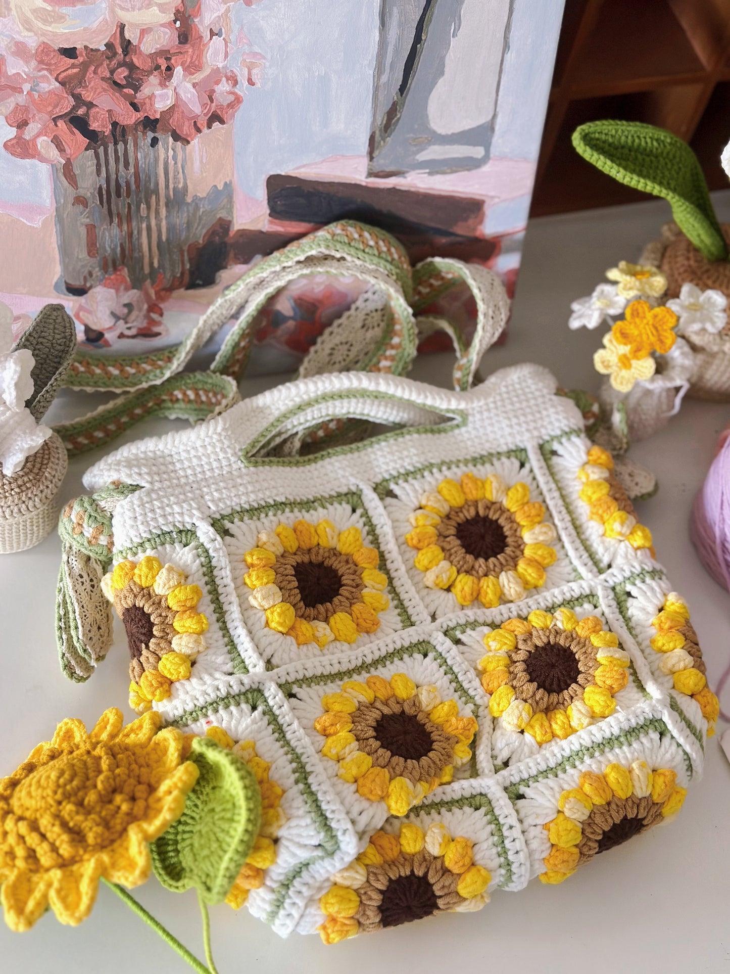 Sunflower Shoulder Bag | Handmade | Crochet