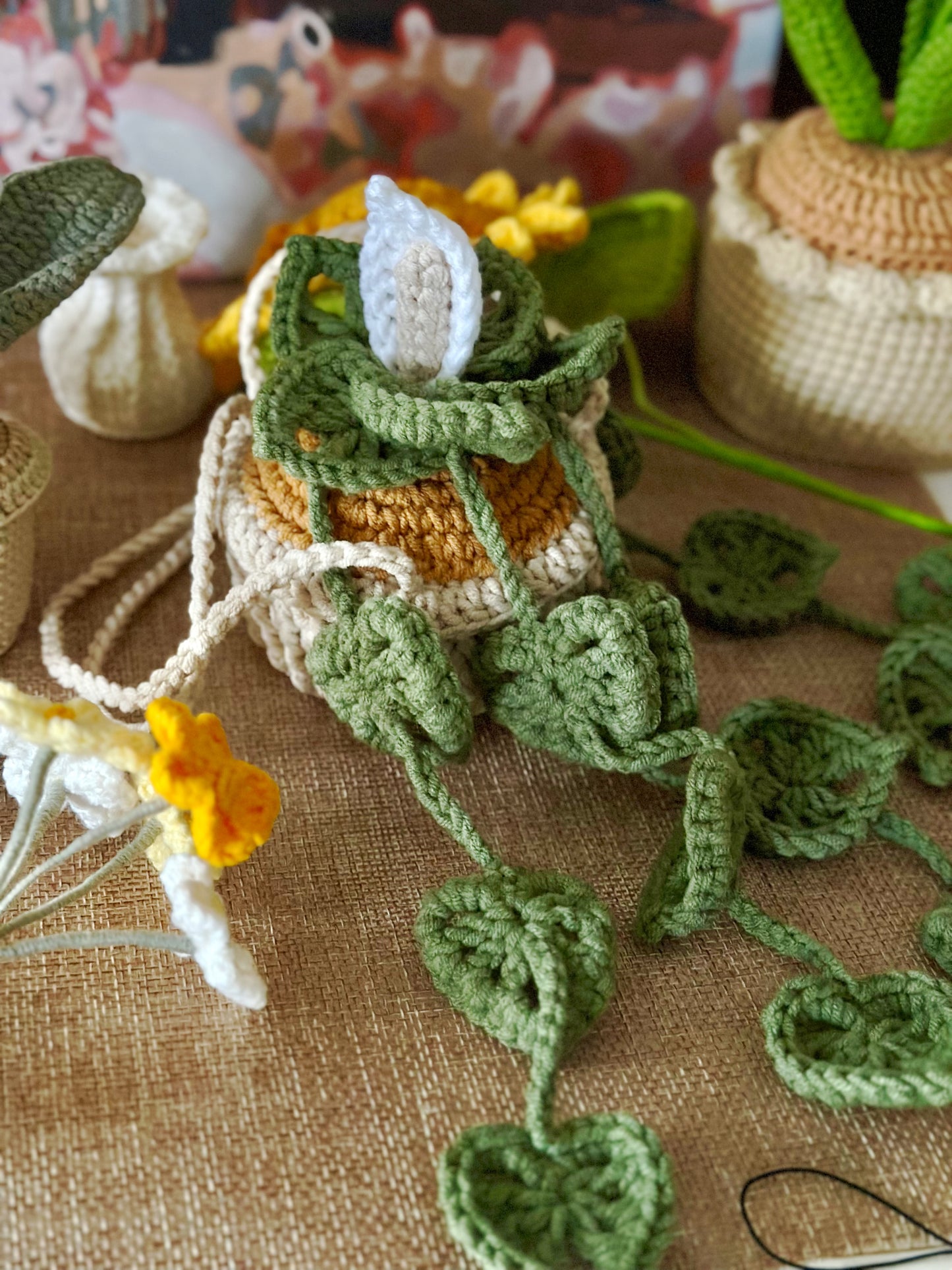 Monstera Hanging Plants | Handmade | Crochet